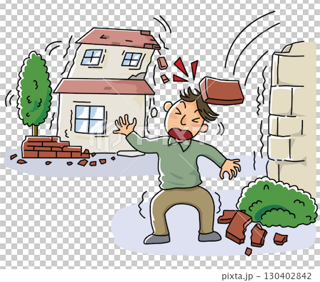 A man is hit by a brick that collapsed during an earthquake A man is hit by a brick that collapsed during an earthquake 130402842