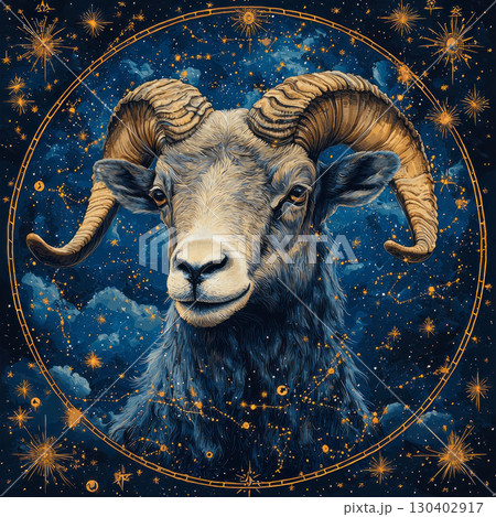 Aries zodiac, constellation. Astronomy. AI generative 130402917