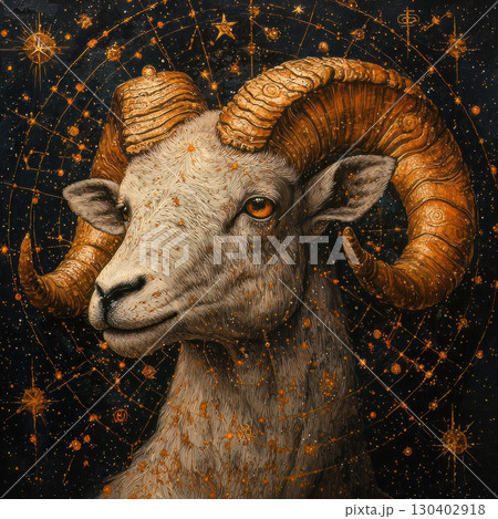 Aries zodiac, constellation. Astronomy. AI generative 130402918
