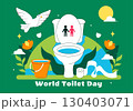 World Toilet Day Vector Illustration on November 19 featuring Toilet, Earth, and Bathroom Hygiene Equipment for Awareness in a Flat Background 130403071