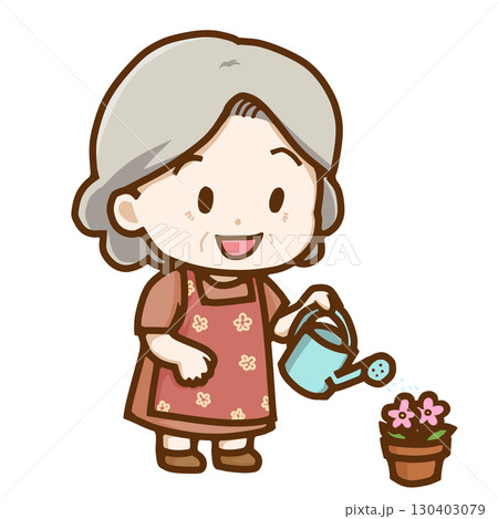 園芸を楽しむシニア女性 130403079