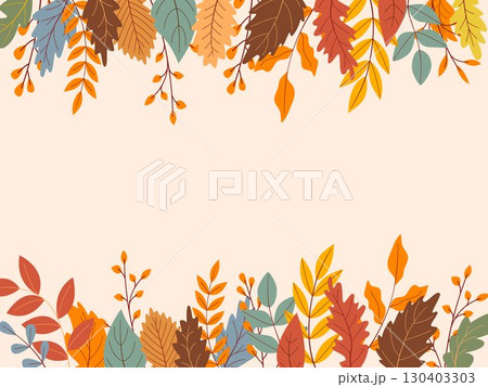 Natural motif border of colorful autumn leaves Natural motif border of colorful autumn leaves 130403303