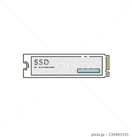 内蔵SSD M.2 のストレージ アイコン (ベクター、線画) 130403335