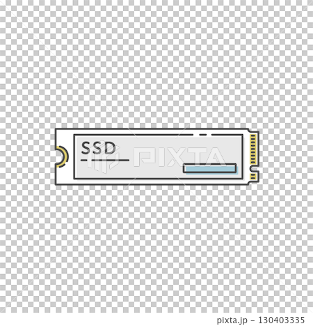 Internal SSD M.2 storage icon (vector, line drawing) 130403335