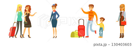 People Character Passenger Moving Enjoy Their Trip Vector Set 130403603