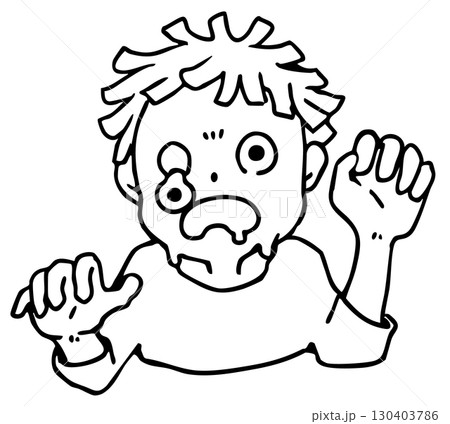 ハロウィンのゾンビのバストアップ_線画 130403786