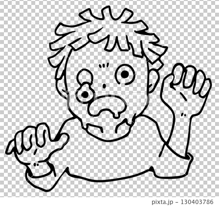 ハロウィンのゾンビのバストアップ_線画 130403786