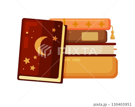 Stack of Books in Autumn Colors Flat Vector Art 130403951