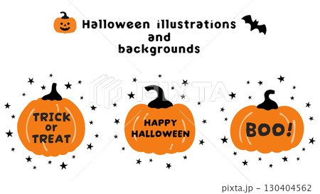 ハロウィンのイラスト素材。あしらいセット ハロウィンのイラスト素材。あしらいセット 130404562