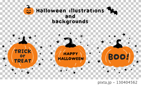 ハロウィンのイラスト素材。あしらいセット ハロウィンのイラスト素材。あしらいセット 130404562
