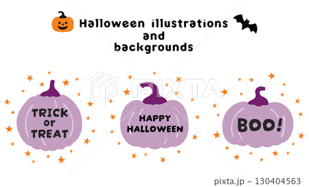 ハロウィンのイラスト素材。あしらいセット ハロウィンのイラスト素材。あしらいセット 130404563