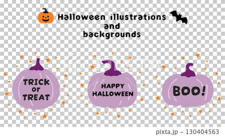 ハロウィンのイラスト素材。あしらいセット ハロウィンのイラスト素材。あしらいセット 130404563