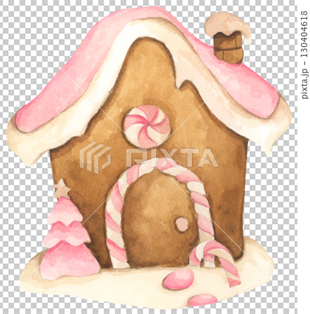 Watercolor Illustration of a Gingerbread House Watercolor Illustration of a Gingerbread House 130404618