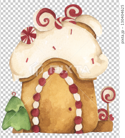 Watercolor Illustration of a Gingerbread House Watercolor Illustration of a Gingerbread House 130404625