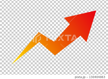 Red gradient zigzag rising arrow Vector illustration material Single item 130404863
