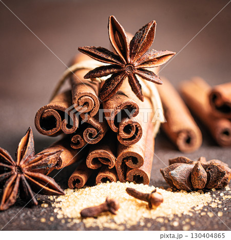Christmas aroma spices close up. Christmas aroma spices close up. 130404865