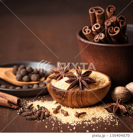 Christmas spices. Ingredients for mulled wine. Christmas spices. Ingredients for mulled wine. 130404870