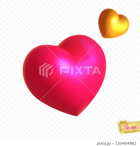 Stylish 3D hearts in pink and gold with realistic shine. Ideal for digital art, stickers, or romantic design projects. Bright, bold, and colorful composition Stylish 3D hearts in pink and gold with realistic shine. Ideal for digital art, stickers, or romantic design projects. Bright, bold, and colorful composition 130404962