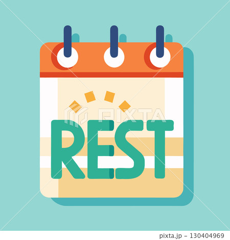 Planner with rest day marked. Cartoon vector illustration. 130404969