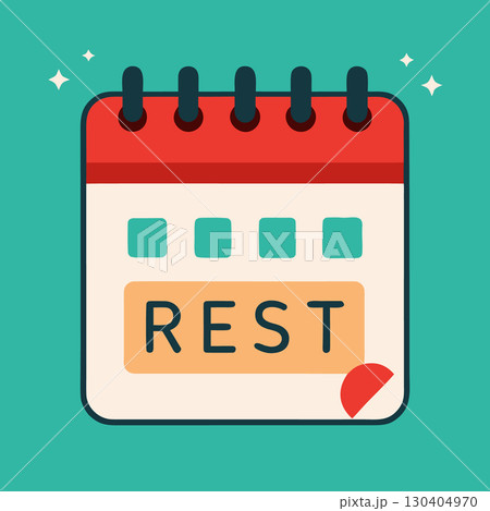 Calendar icon with rest day reminder. Flat vector illustration 130404970