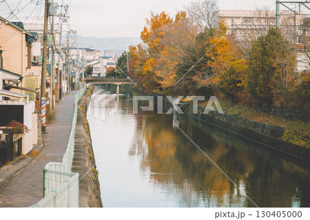 Water canal in Japan city, Beautiful landscape of Japanese public irrigation canal. 130405000
