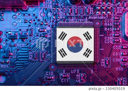 Korea on Computer Chip for Korean Chip War Concept. Country chipmakers, Microchip market share. 130405019