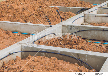 Footing foundation construction site, Shallow Foundation ground floor concrete beams structure 130405042