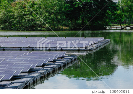 Floating Solar Panel. Solar photovoltaic panel PV System in Industry lake water pond 130405051