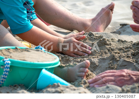 Child playing on a beach, good activity and sport for health and mental health 130405087