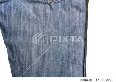 Close-up of blue denim jeans fabric texture with classic stitching details Close-up of blue denim jeans fabric texture with classic stitching details 130405091