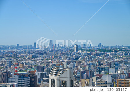 川崎市役所スカイデッキから見た横浜方面の風景【神奈川県川崎市】 川崎市役所スカイデッキから見た横浜方面の風景【神奈川県川崎市】 130405127