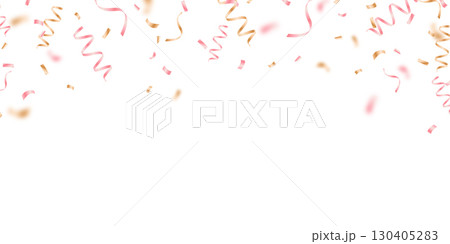 Beautiful pink and gold confetti pattern background with zigzag down for celebration. Festive decoration vector illustration. 130405283