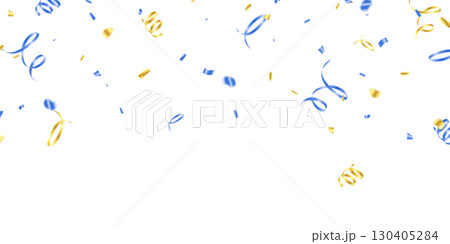 Beautiful blue and gold confetti pattern background with zigzag down for celebration. Festive decoration vector illustration. 130405284