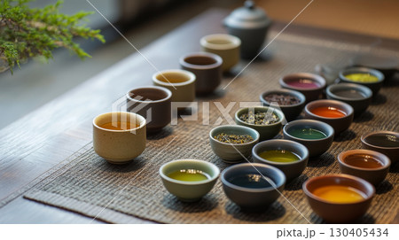 Traditional Tea Ceremony with Assorted Teas and...のイラスト素材 [130405434 ...
