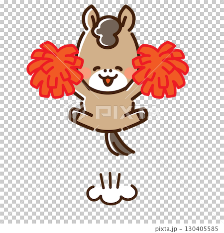 拿著絨球的微笑跳躍馬 拿著絨球的微笑跳躍馬 130405585