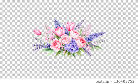 Beautiful pink spring flowers and green leaves blooming, isolated on white background. Beautiful pink spring flowers and green leaves blooming, isolated on white background. 130405752