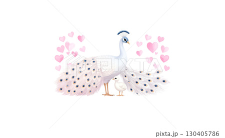 Illustration of white swan and stork with chicks isolated on white background. Illustration of white swan and stork with chicks isolated on white background. 130405786
