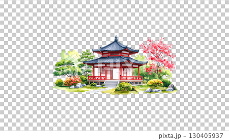 Traditional Chinese temple architecture isolated on white background. Traditional Chinese temple architecture isolated on white background. 130405937