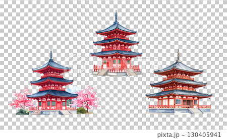 Traditional Chinese temple architecture isolated on white background. Traditional Chinese temple architecture isolated on white background. 130405941