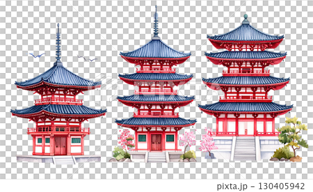 Traditional Chinese temple architecture isolated on white background. Traditional Chinese temple architecture isolated on white background. 130405942