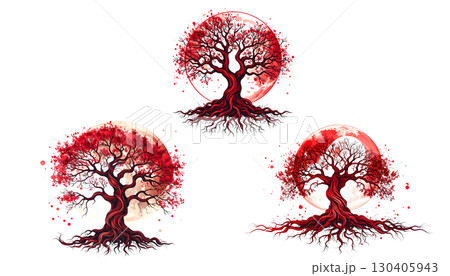 Beautiful red Christmas tree with flowers isolated on white 130405943