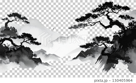 Abstract grunge background with black ink stains, paint splatters and isolated texture on white background 130405964