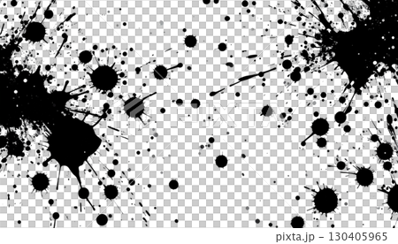 Abstract grunge background with black ink stains, paint splatters and isolated texture on white background 130405965