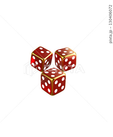Golden and red and white dice, casino dice isolated on white background for game of luck and fortune. 130406072