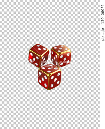 Golden and red and white dice, casino dice isolated on white background for game of luck and fortune. Golden and red and white dice, casino dice isolated on white background for game of luck and fortune. 130406072