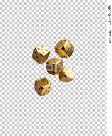 Golden and red and white dice, casino dice isolated on white background for game of luck and fortune. Golden and red and white dice, casino dice isolated on white background for game of luck and fortune. 130406090