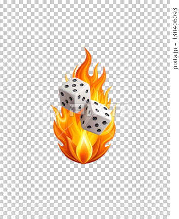 Golden and red and white dice, casino dice isolated on white background for game of luck and fortune. 130406093