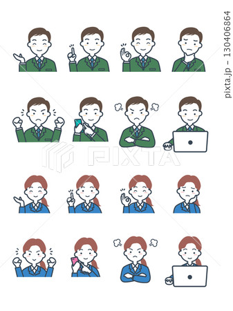 人物ポーズイラストセット01 人物ポーズイラストセット01 130406864