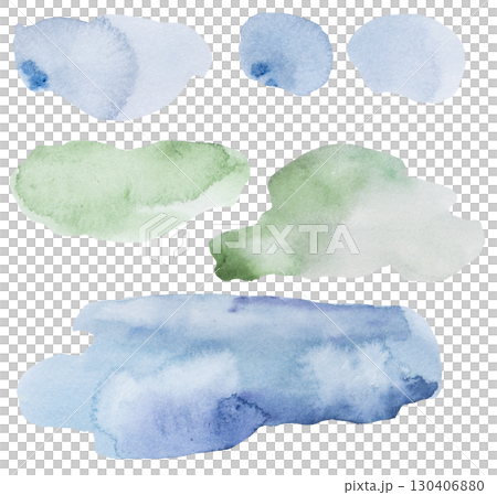 Watercolor light green and blue spots, single hand painted Abstract element for wedding and party design 130406880