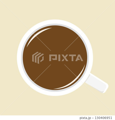 コーヒーカップの俯瞰イラスト 円フレーム枠シンプル 茶色 ベクターpng透明 背景 コーヒーカップの俯瞰イラスト 円フレーム枠シンプル 茶色 ベクターpng透明 背景 130406951